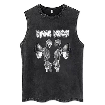 2025 Gothic Washed American Vintage Tank Tops Man Sleeveless Shirt Summer New Trendy Y2k Clothes Casual Gym Vest Oversized