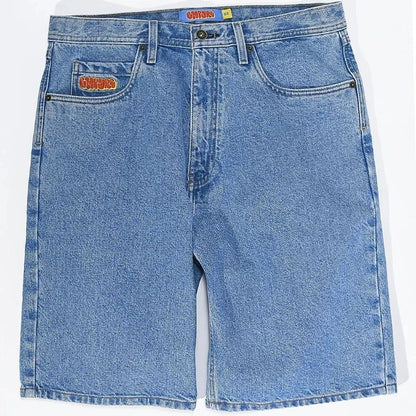 Empyre new gray denim skateboard shorts cartoon embroidery design loose jeans wide leg pants hip hop street Y2K couple pants