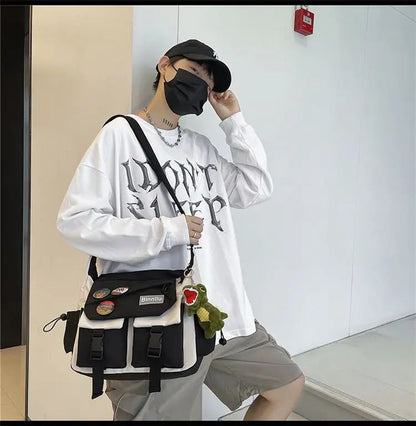Harajuku Men Nylon Crossbody Bags for Women Messenger Bag Girls School Book Bags Youth Canvas Handbags Shoulder Bag Sac Bolsas