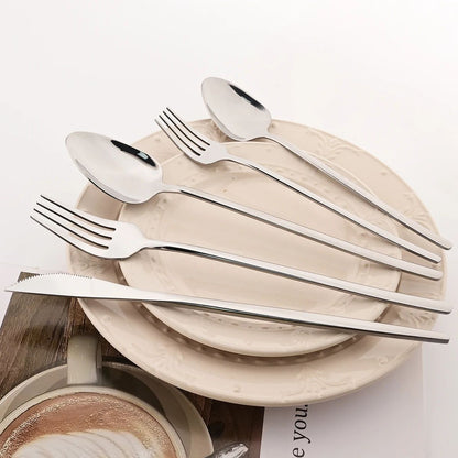 40pcs Rose Gold Dinnerware Set Mirror Fork Knife Spoon Tableware Western Stainless Steel Cutlery Set Dessert Fork Spoon Flatware