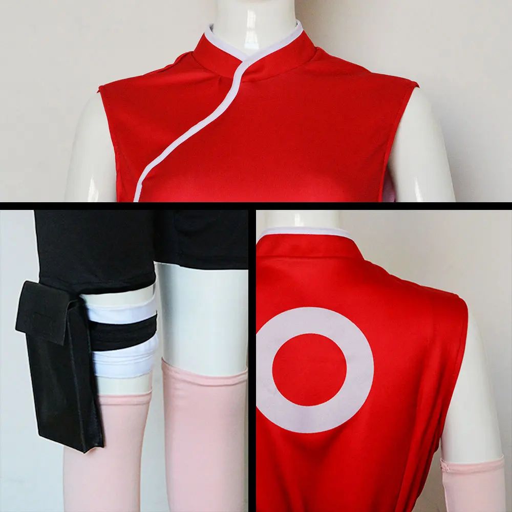 Haruno Sakura Cosplay Anime Costume Women Girls Skirt Outfit Unisex Ninja Cartoon Halloween Carnival Costume