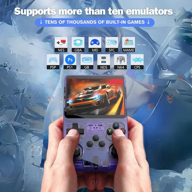 Console de Videogame Portátil Retrô R36S Sistema ARKOS Tela IPS de 3,5 Polegadas Clássico Player de Vídeo Portátil de Bolso Presente de 128G com Jogos