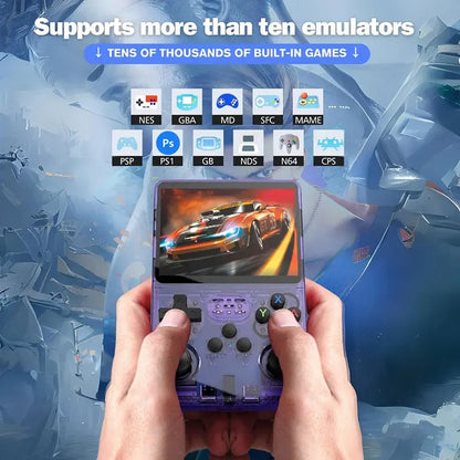 Console de Videogame Portátil Retrô R36S Sistema ARKOS Tela IPS de 3,5 Polegadas Clássico Player de Vídeo Portátil de Bolso Presente de 128G com Jogos