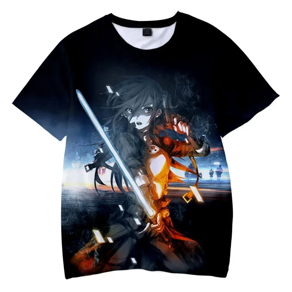 Hot Anime Manga Sword Art Online Kirito Printed T-shirt for Men 3D Fashion Harajuku O-neck y2k tops kid Cosplay Unisex Clothing
