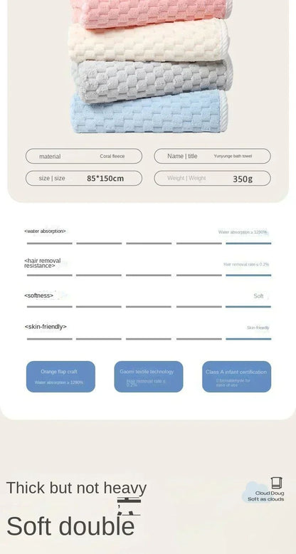 Super Soft and absorbs water and dries quickly,  It is softer than pure cotton and the towel?bath towel and hair dryer