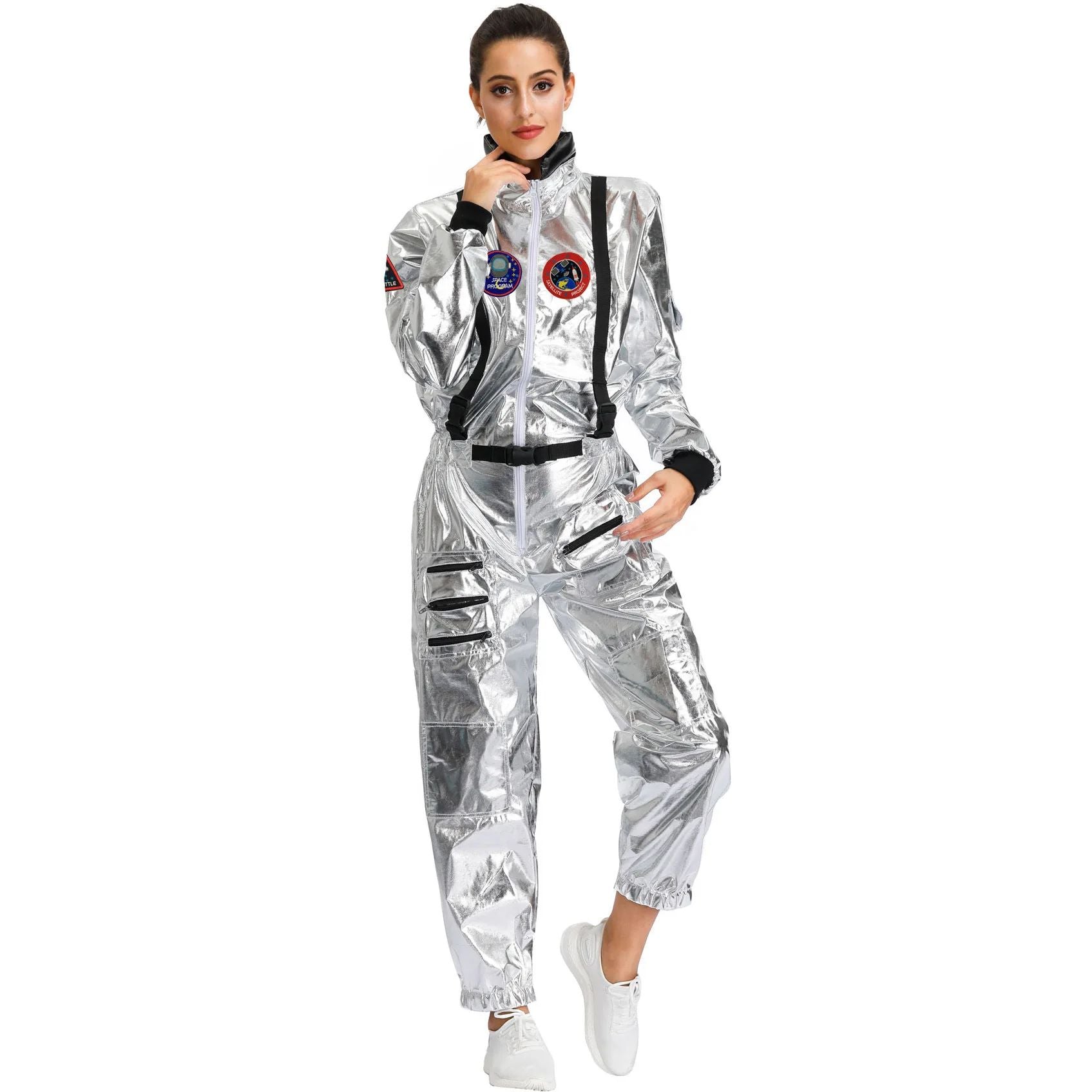 Astronaut Costume Spacesuit Silver Spaceman Men Women Space Suit Halloween Christmas Performance Spacesuit Costume Party Gift
