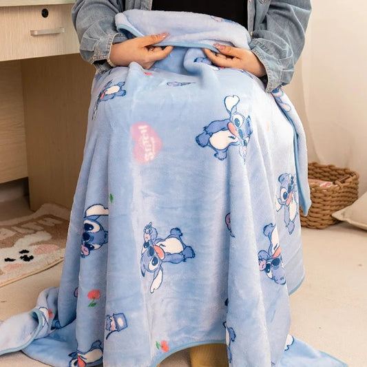 Disney Stitch Blanket Warm Flannel Blanket Pillowcase Office Nap Blanket Air Conditioning Blanket Student Blanket Bed Sheet