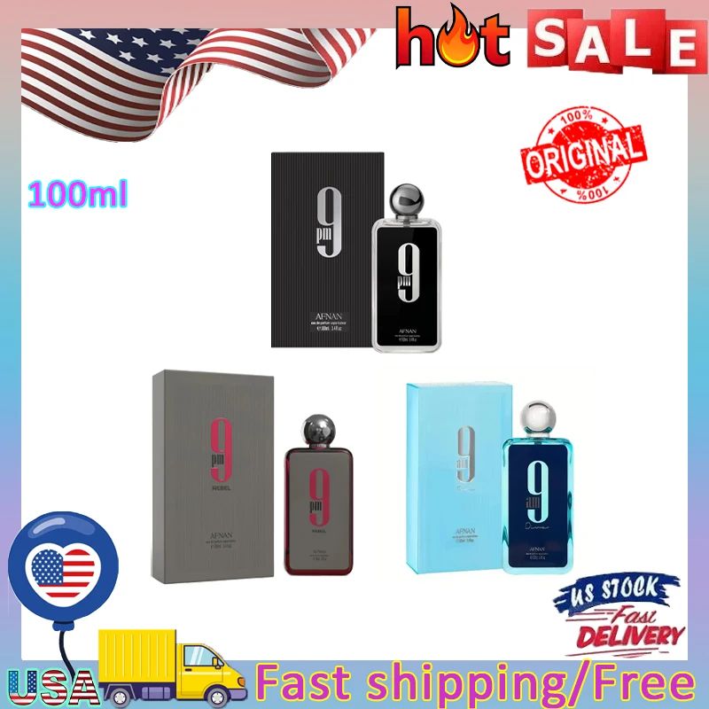 Afnan 9PM Men's Cologne Spray 100ml Men's Cologne Perfume Travel Clothes Perfume Spray High-end Long-lasting Perfume Gift