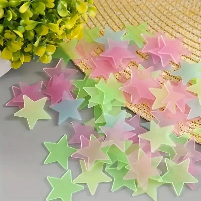 50/250Pcs Luminous Star Stickers Background Wall Decoration Bedroom Glow Stickers Fluorescent Stereo Wall Stickers Room Decor