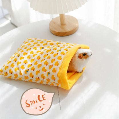 Saco de Dormir para Porquinho da Índia com Estampa de Flor e Papai Noel, de Algodão Macio, Gaiola para Ouriço e Rato, Casa de Descanso para Animais de Estimação, Barraca, Acessórios para Hamster