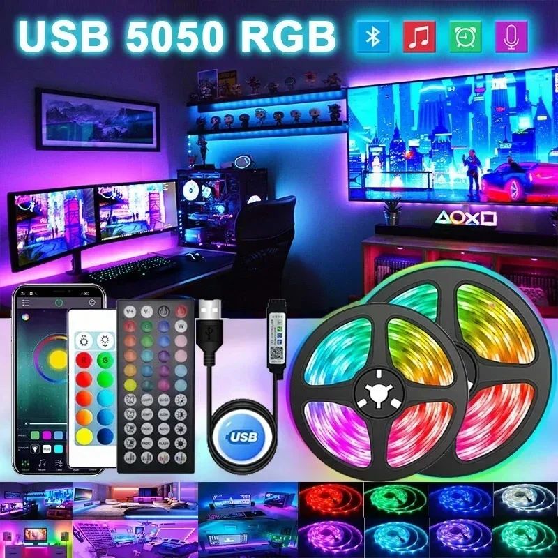 RGB Led Strip Lights 1m-30m Music Sync APP Control Led Lights Flexible Ribbon Luces Led Tape for Room Party Decor TV Backlight