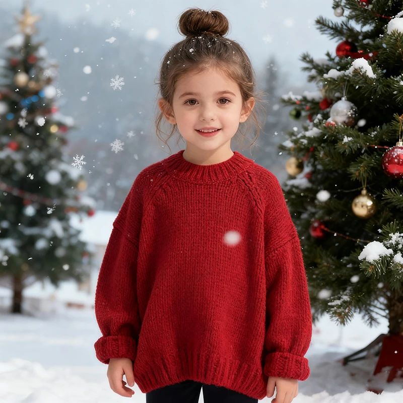 Suéter de malha de Natal para bebês 1-6 anos Tops Meninos Meninas Pulôver Suéteres vermelhos de outono Roupas de suéter infantil de manga comprida