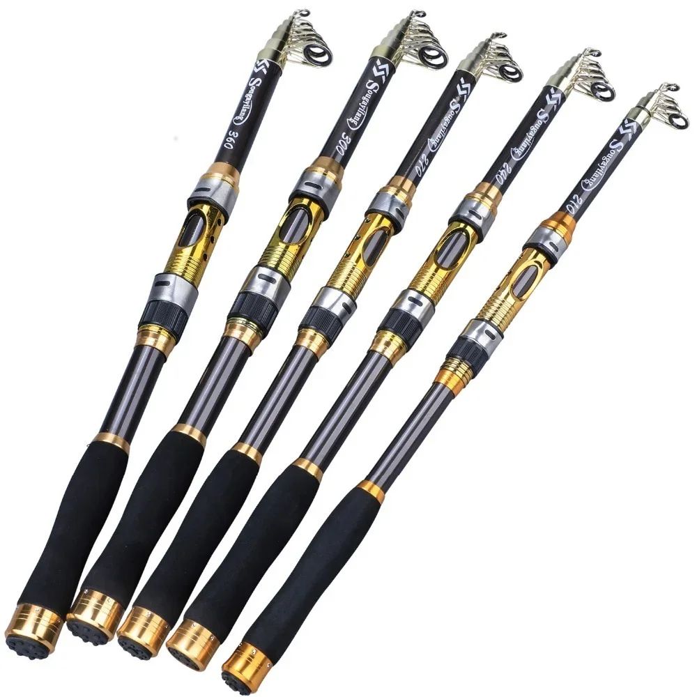 Sougayilang Vara de Pesca de Spinning 2,1m-3,6m Carbono para Truta Carpa Vara de Pesca Telescópica Vara de Pesca com Isca Material de Pesca