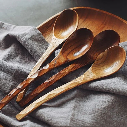 2 Colheres De Madeira Cabo Longo Ramen Sopa Colher Grande Estilo Japonês Crianças Arroz Sobremesa Cereal Colher De Jantar Madeira Utensílios De Cozinha