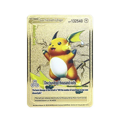 Pokémon 183200 Pontos Alto HP Cartas de Metal Douradas Pretas Inglês Francês Vmax Mega GX Coleção de Cards Charizard Pikachu Mewtwo