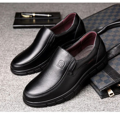 Men Genuine Leather Businenss Loafers Handmade Shoes Non-slip Man Flat Driving Walking Man Soft Luxury Dad Dress Office Shoes