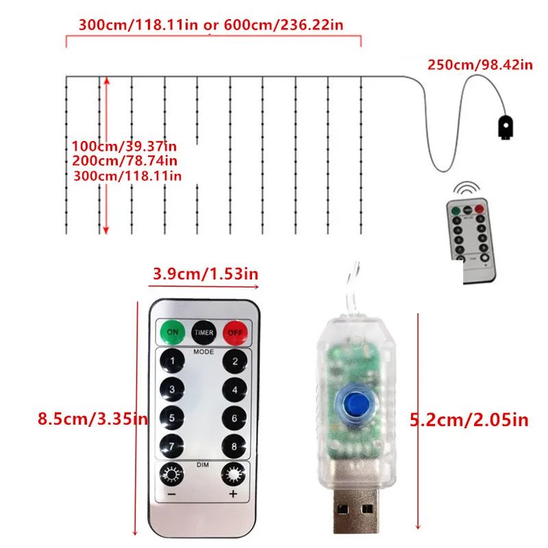 3/4/6m Curtain LED String Lights Garland USB Festoon Remote Control Fairy Garland Lights Christmas Decoration for Bedroom Home