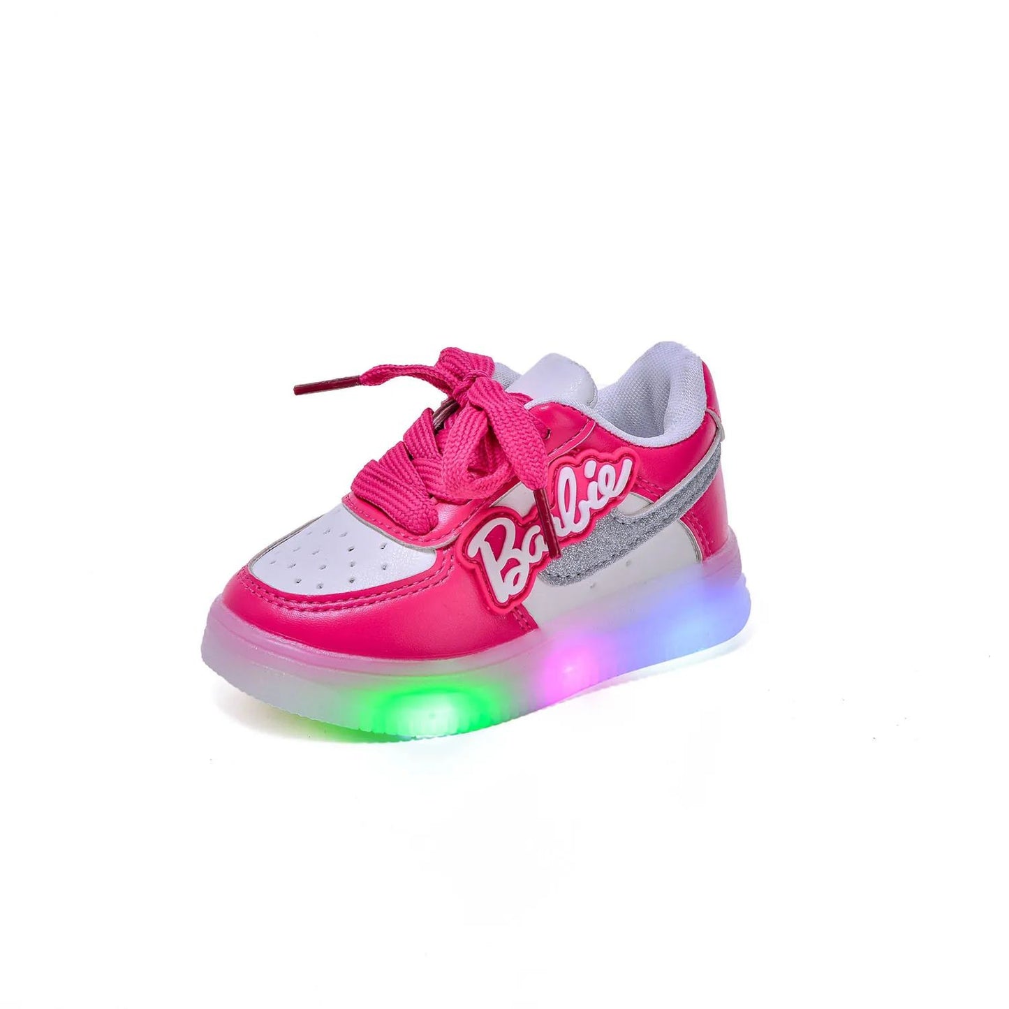 Girls Light-Emitting Sneakers Cartoon Board Shoes Breathable Breathable Leather Casual Shoes Fashion LED Shine Running Shoes