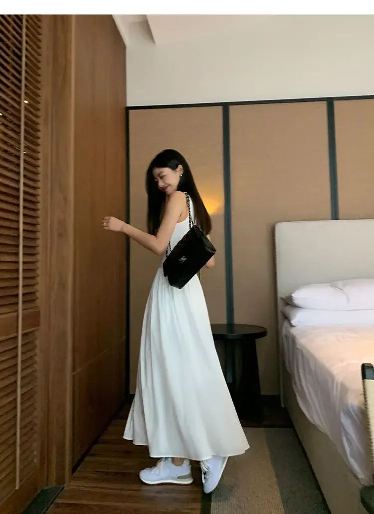 New Vintage Black Tank Top Midi Dress Wedding Dresses for Women Clothing O Neck