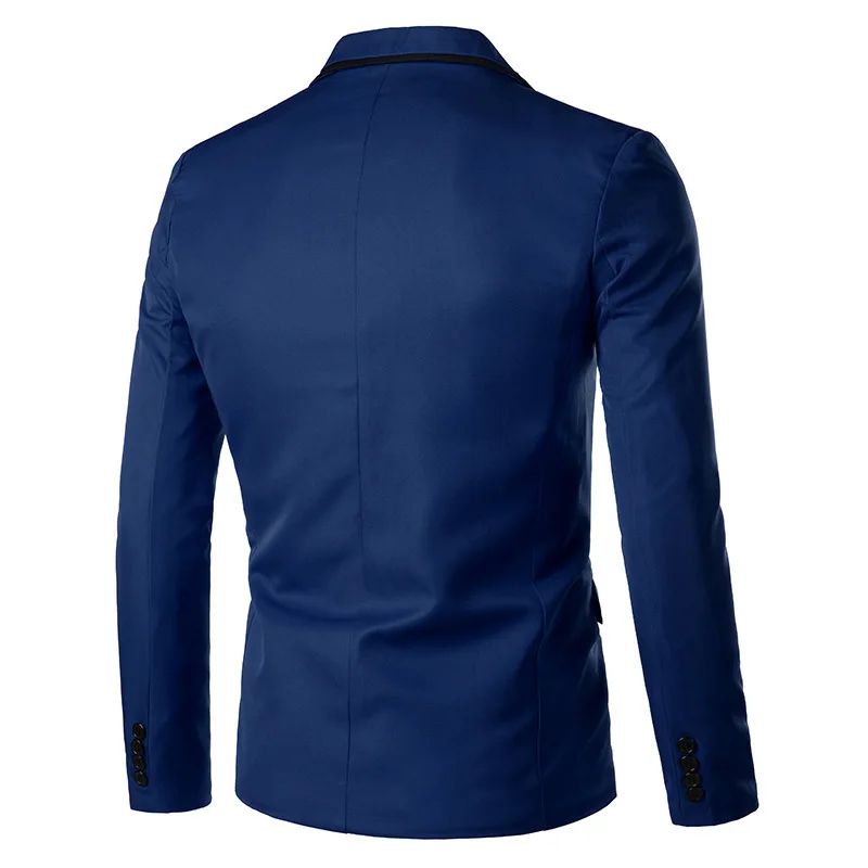 Cross-Border Color Block Single Suit 2024 Men's Casual Western-Style Long Sleeve Slimming Business Jacket Smooths Your Silhouett