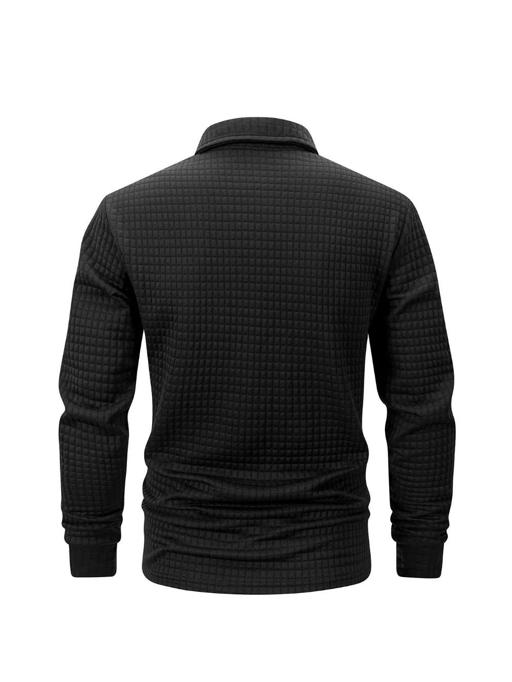 Autumn Knitted Jacquard Grid Polo Pullover Men Solid Color Casual Long Sleeved Sweatshirts Male Daily Warm Turtleneck Streetwear