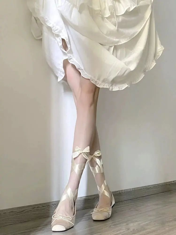 Women Flats Bow Marie Janes Shoes  New Lolita Dress Square Toe Shoes Designer Walking Sandals Female Elegant Zapatos