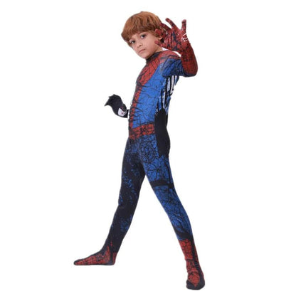 Kids Superhero Bodysuit Printed Grid Pattern Dress Up Costume Movie Character Role Halloween Kids Performance Costume