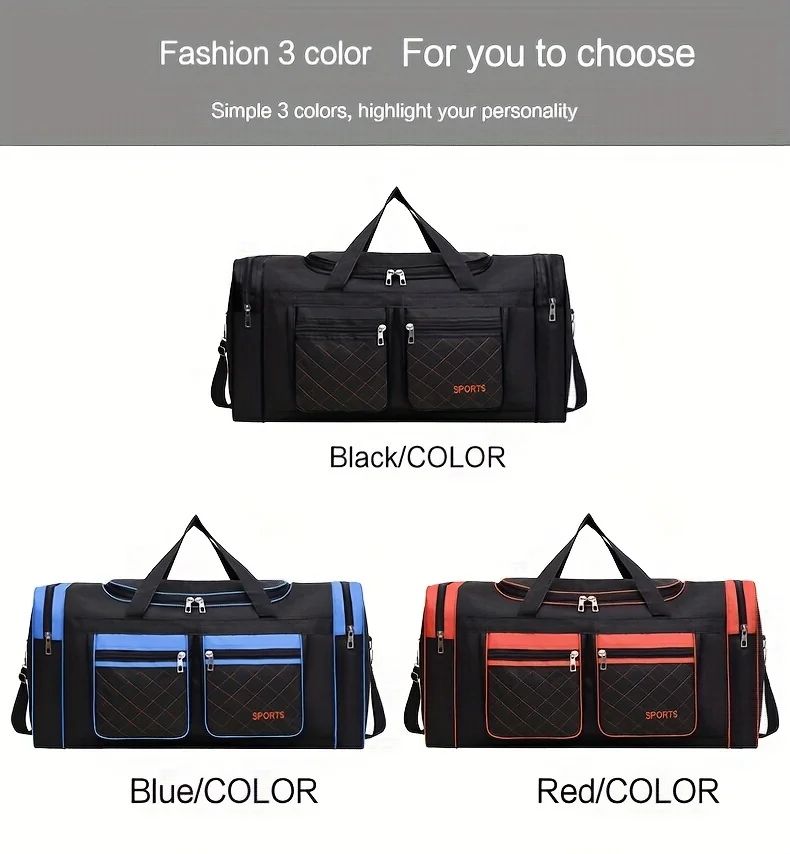 Men Nylon Travel Duffel Bag Large Capacity Handbag Portable Outdoor Carry Luggage Convenient Practical Male's Weekend Gym Bag