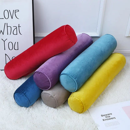 1PC Removable Cylindrical Soft Long Pillow Neck Bolster Pillow Roll Headrest Corduroy Comfortable Pillow Case Cushion with Cover