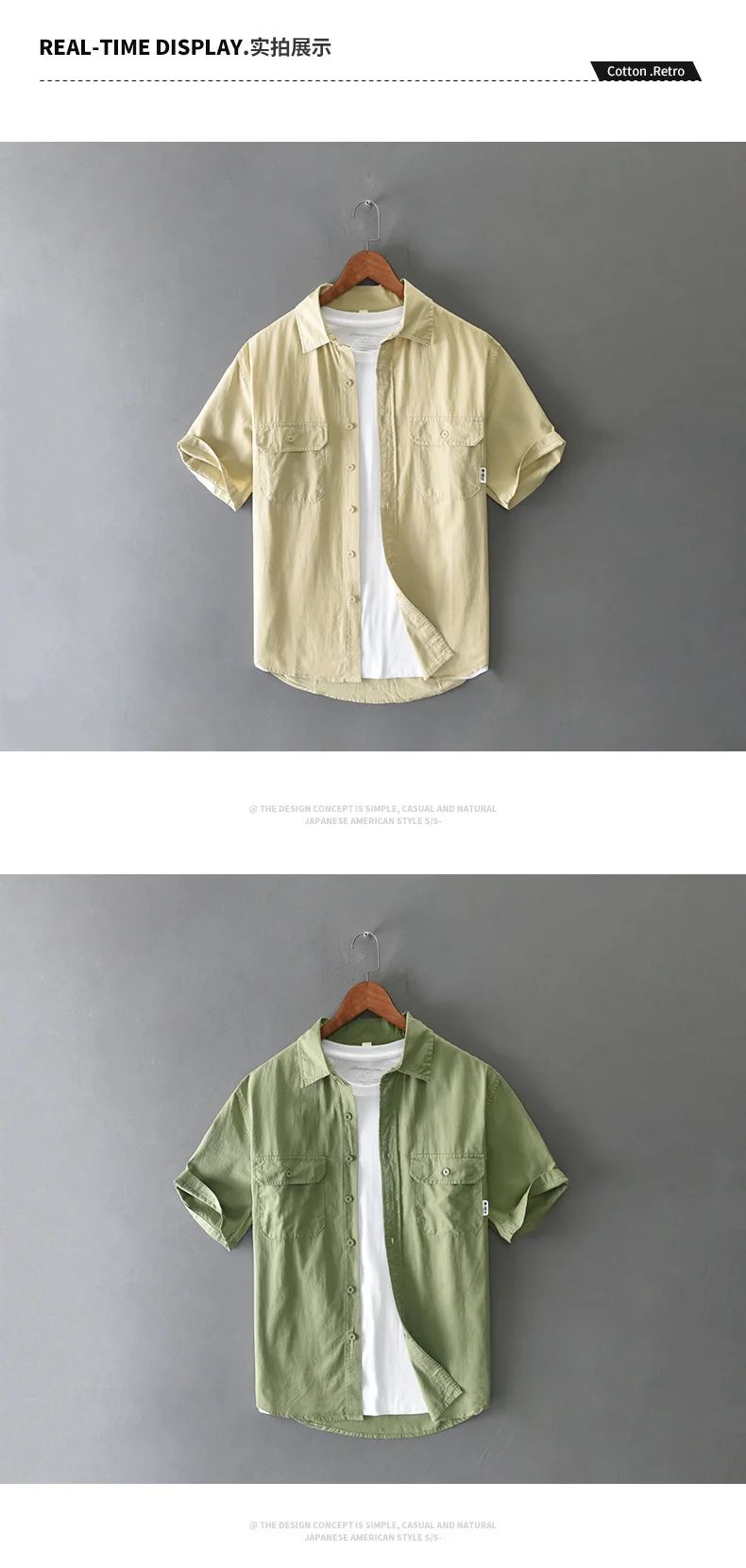 Summer Short Sleeve Cargo Shirt Men Streetwear Men Loose Shirts Casual Pure Cotton Double Pockets Khaki Shirt Fashion Clothing