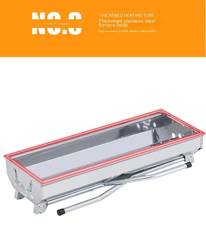 Outdoor Stainless Steel Charcoal Grill Large Size Barbecue Tool Portable Free Installation Handle Folding BBQ Cooking