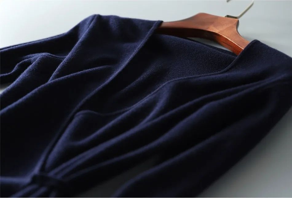 Autumn Winter Sweater Womens Dresses V-neck Wrap Up Dress for Women Woman Clothing Korean Version Loose Elegant Knitted Skirt