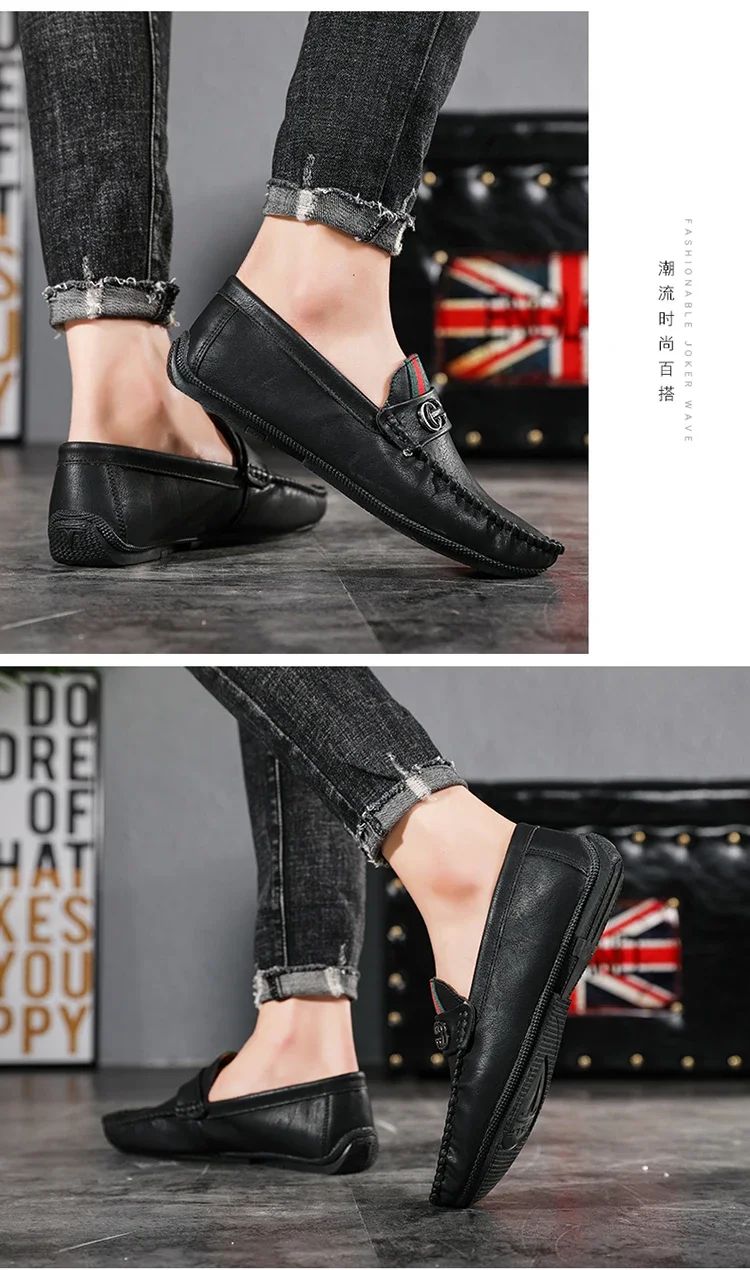 Men Driving Shoe Leather High Quality Breathable Slip on Men Casual Shoes Comfortable Light Men Loafers Formal Men Dress Shoes