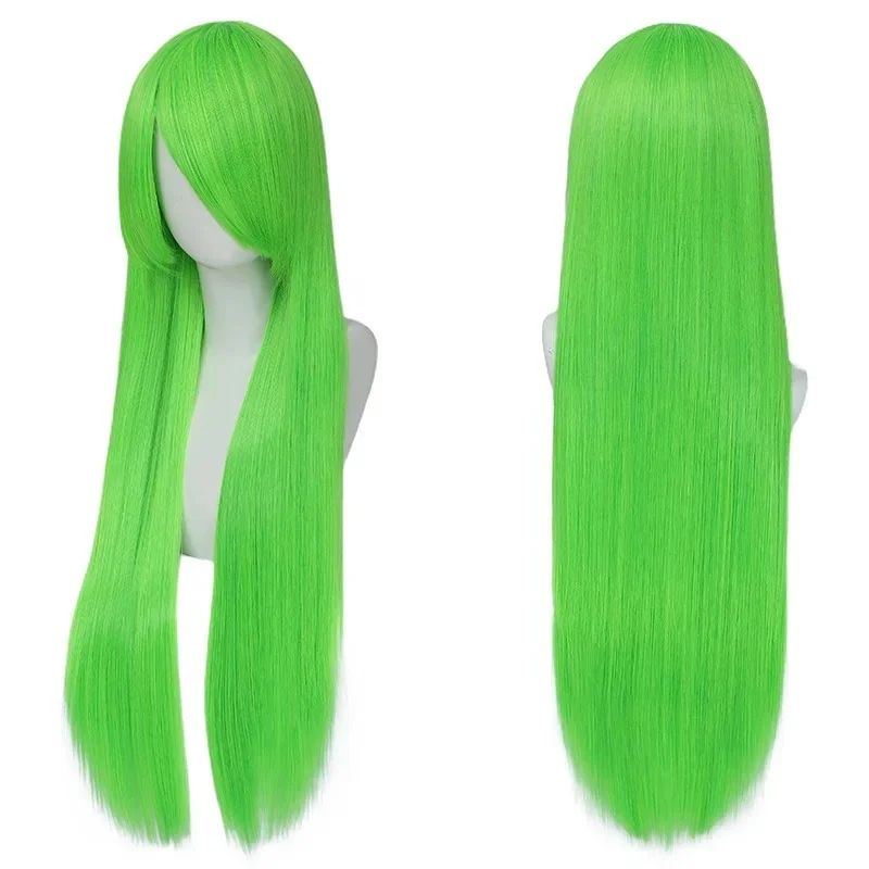 QQXCAIW Peruca Colorida Longa Lisa Sintética Branca Roxa Preta para Cosplay 80cm para Homens e Mulheres