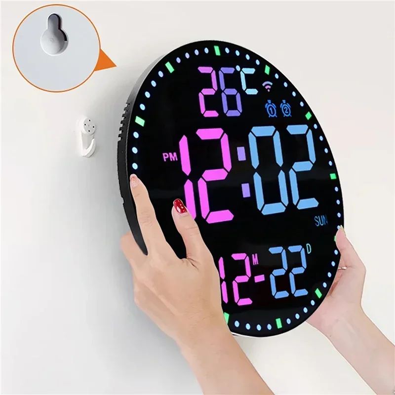 RGB LED Digital Wall Clocks Intelligent Wifi App Control Temperature Date Week Display Multi-functional Electronic Alarm Clock