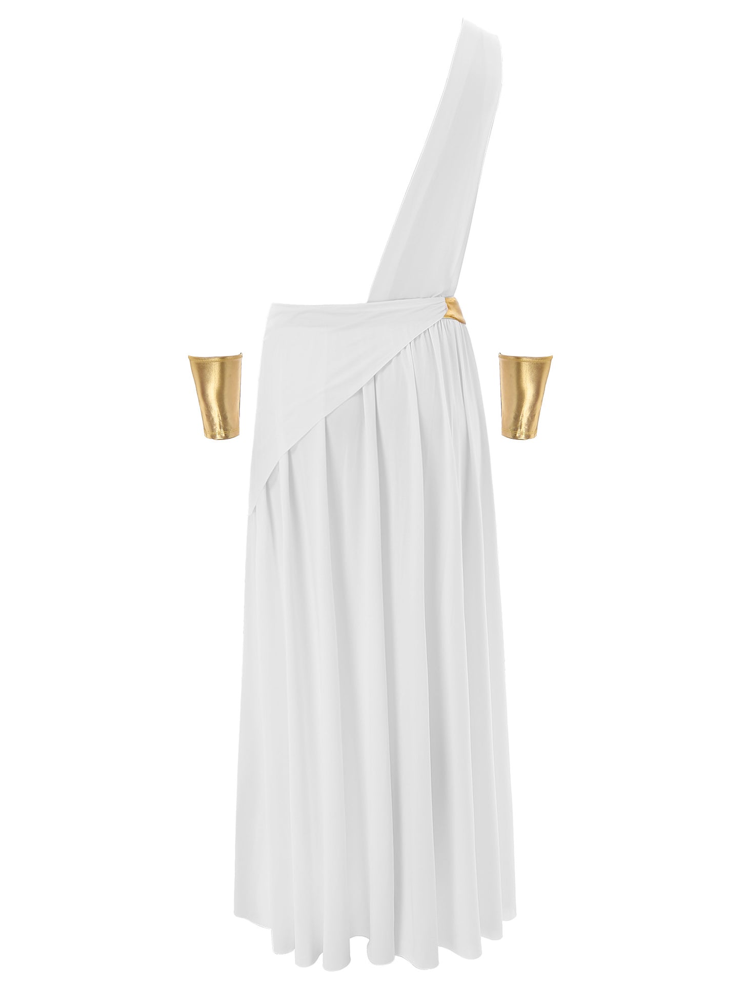Mens Ancient Greek God Toga Gladiator Costume Roman Emperor One Shoulder Sleeveless Robe Halloween Medieval Warrior Dress Up