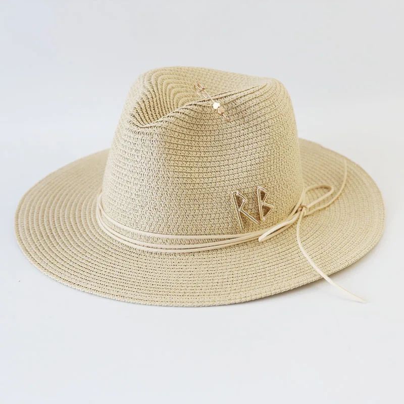 Chapéu de Sol de Verão Grande Feminino Moda Praia Chapéu de Palha Luxo Jazz Top Panamá Feminino 60cm Cabeça Grande