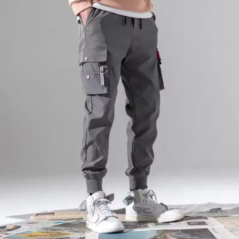 Men's Loose Multi Pocket Jogging Pants,Male Street Style Waist Drawstring Work Pants Suitable for Outdoor Fitness and Vacation