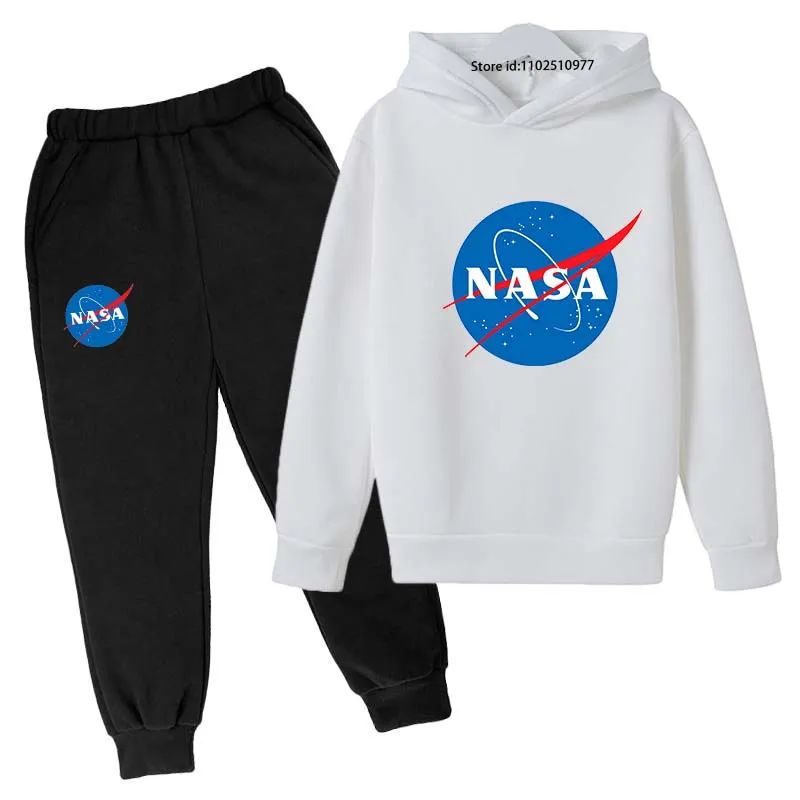 Kids NASA Fashion Casual Spring Autumn 2pcs Hoodie+jogging Pants Tracksuits 3-13 Years Boys Girls Trend Outfits Children Clothes