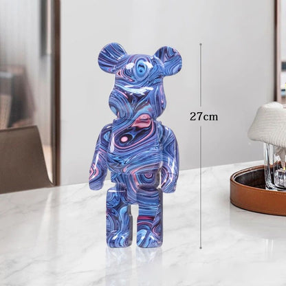 Estátua Urso Graffiti 27cm Bloco Tinta Urso Decoração Enfeites de Resina para Desktop Decoração de Casa Sala de Estar Urso Escultura de Chão Presentes