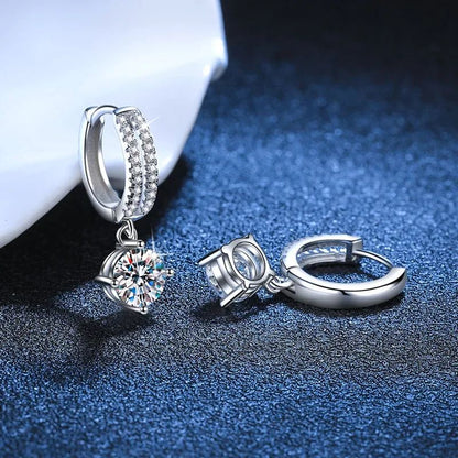 Brincos de Ouro Branco 14K AU585 Platina PT950 moissanite clássicos quatro garras cor D 1 quilate para mulheres