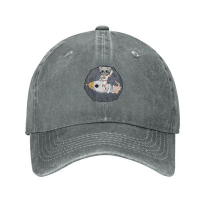 Cute Raccoon in Space Baseball Cap for Men Women Vintage Trucker Hat Hats Dad Caps