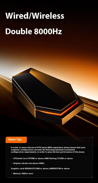 Mouse Gamer Sem Fio ATK Dragonfly A9 Ultra Paw3950 Modos Duplos Personalizado 8K Leve Acessórios Para PC Para Jogadores de FPS