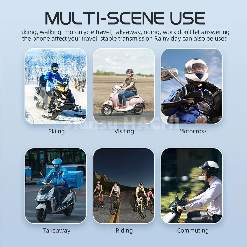 1/2 Peças Y10 Intercomunicador Bluetooth para Capacete de Moto 2x 300M Sem Fio Intercomunicador 2000Mah Walkie Talkie para Moto com Microfone Rígido e Flexível