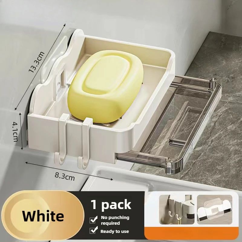 Bathroom Soap Holder Free-Punching Wall Mounted Soap Sponge Holder Organizer Double Drainage Soap Dish Bathroom Accessories