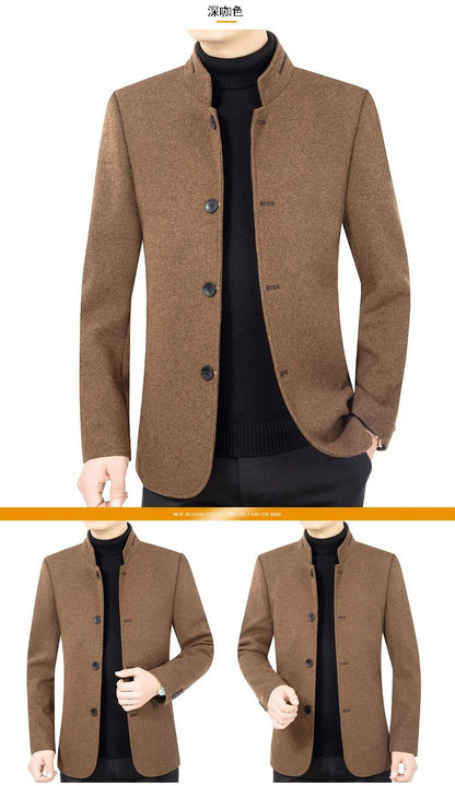 New Men Business Casual Woolen Blazers Jackets Woolen Blends Male Autumn Slim Fit Blazers Coats Mens Clothing