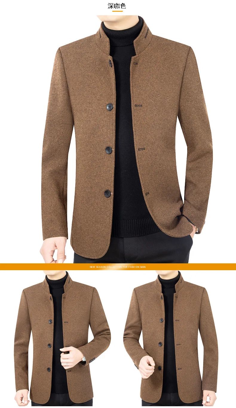 New Men Business Casual Woolen Blazers Jackets Woolen Blends Male Autumn Slim Fit Blazers Coats Mens Clothing