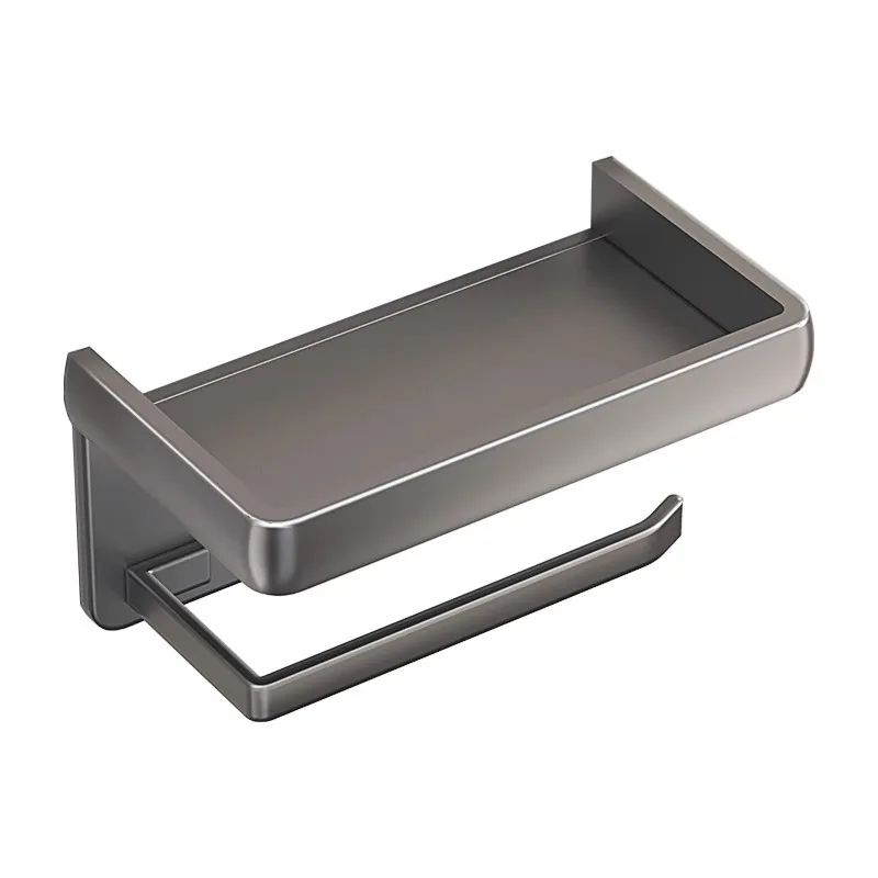 Suporte de Papel Higiênico de Liga de Alumínio para Montagem na Parede Organizador de Armazenamento de Banheiro Suporte para Celular Acessórios de Banheiro