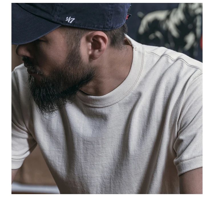 Bronson Heavyweight Seamless Tubular T-Shirt Summer Men's Plain Basic Tee Shirts