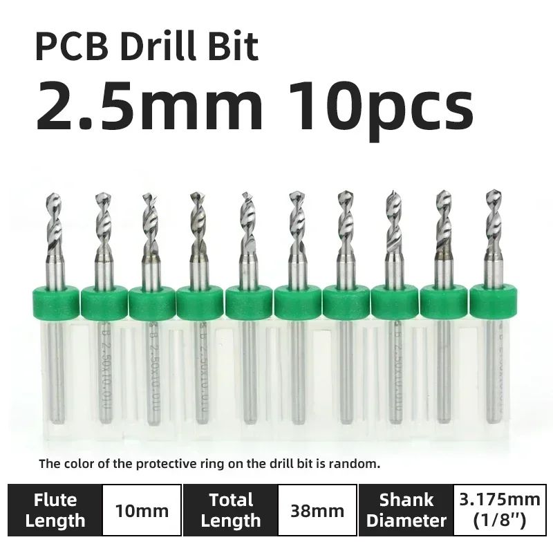 Broca PCB 10pcs Conjunto de Brocas Micro Diâmetro de Aço Tungstênio 1/8" Cabo Fixo Mini Broca CNC 0.1-3.175mm